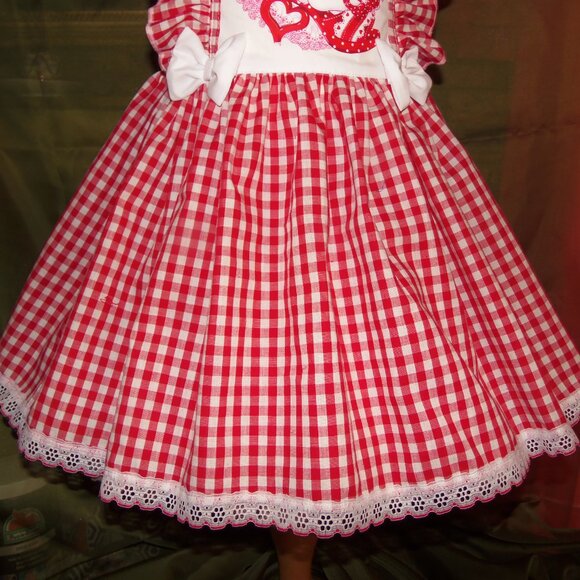 Hello Kitty Gingham fabric Girl Dress and Bow Size 4t NEW - Picture 3 of 8
